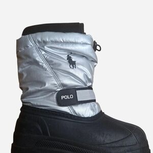 Brand New Polo Ralph Lauren Kids Snow Boots – Silver & Black (Size 10)